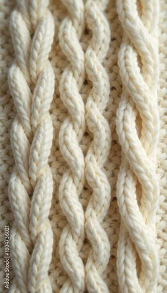 Fototapeta Intricate cable & argyle knit, beige & white wool , pattern, background, stylish