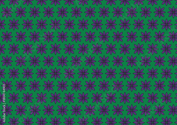 Obraz Bright Green and Purple Floral Seamless Pattern Background