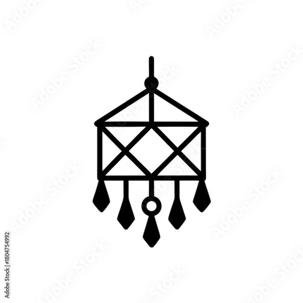 Fototapeta Illustration of a hanging geometric decorative piece on transparent background