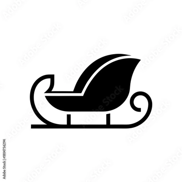 Fototapeta Illustration of a black silhouette of santa's sleigh on transparent background