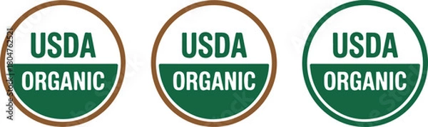 Fototapeta Usda organic certification logos on white background