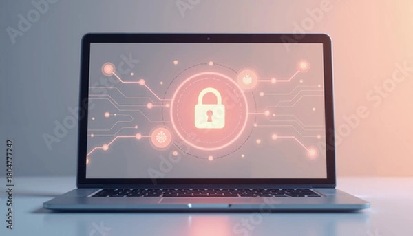 Obraz Laptop displaying secure online portal for managing social security benefits  