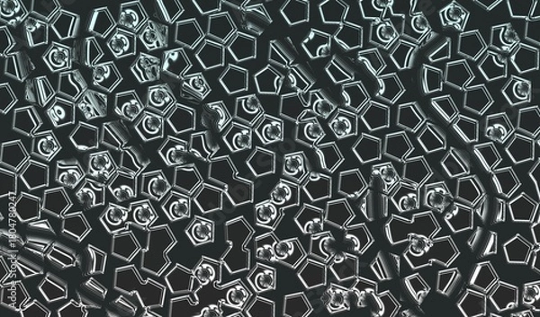 Obraz Abstract geometric pattern: shimmering pentagonal shapes with reflective surfaces creating a modern, futuristic backdrop