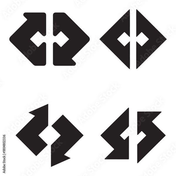 Obraz Opportunity cost two arrow logo design set silhouette