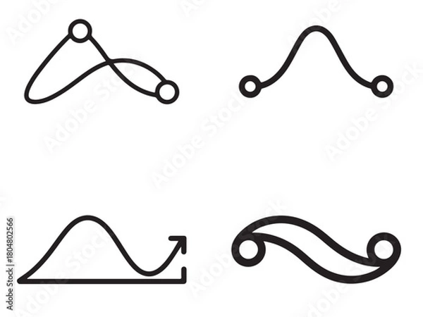 Obraz Modern risk return curve abstract silhouette logo design set with helvetica and courier fonts