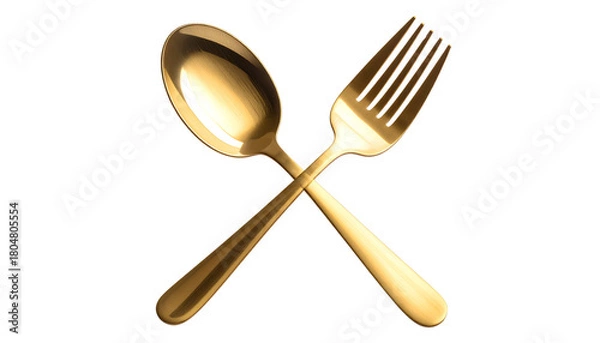 Fototapeta  2. Elegant Cutlery Duo Featuring Silver and Gold Utensils isolated on transparent background