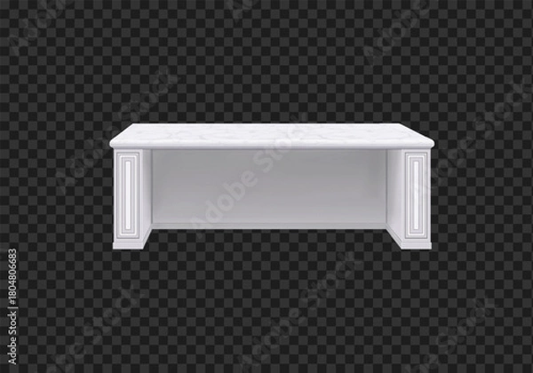 Fototapeta Gray wooden kitchen table with a marble top on a transparent background. Vector illustration.