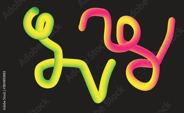 Obraz Two abstract shapes with a gradient of colors on a black background create a modern and eyecatching design