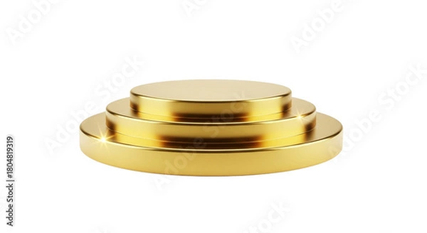 Obraz A threetiered golden podium, isolated on transparent background, symbolizing achievement, success, and first place