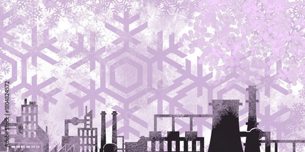 Obraz city in the night snow fall canvas reflection wallpaper 