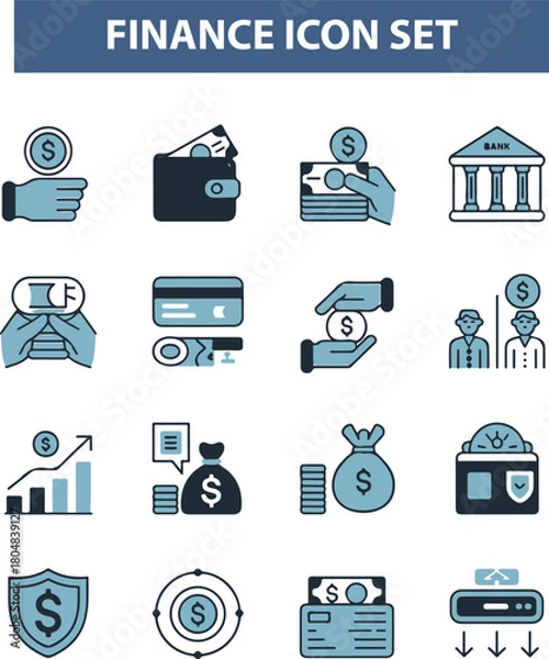 Fototapeta Business thin line icons. Finance icons set. Business Finance icon collection
