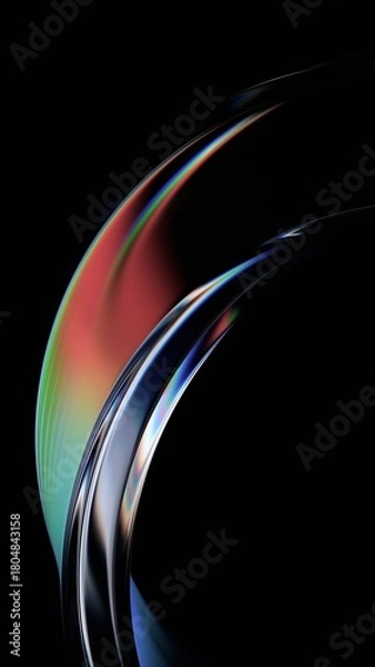 Obraz Abstract minimalist design, iridescent glass shape, vertical orientation, 3d render