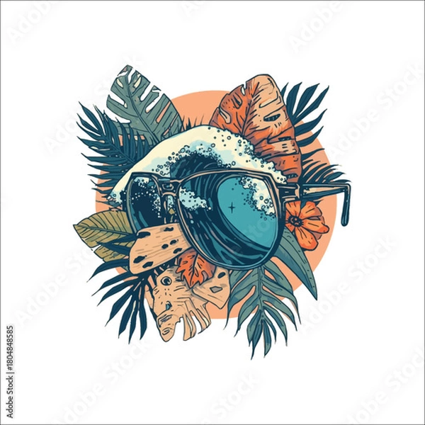 Fototapeta Abstract wave reflection on sunglasses lens