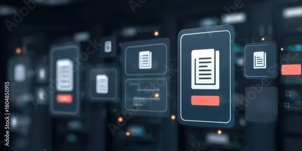 Obraz Detailed binary queries on a database server complete tasks to generate certificates for secure, high tech system management