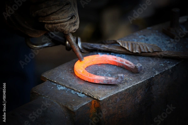Obraz The blacksmith kicks a horseshoe