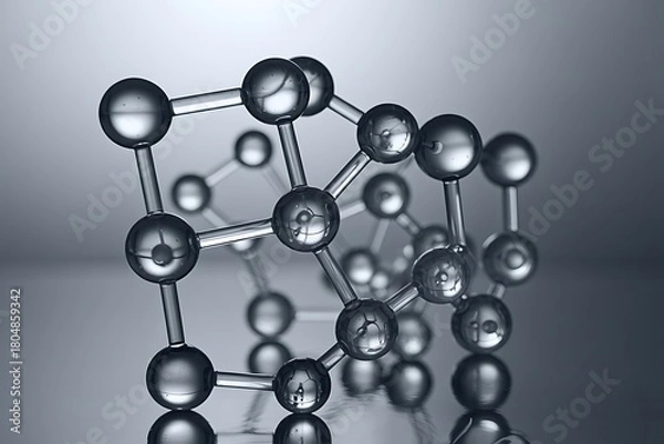 Fototapeta Science cosmetic technology 3d rendering. Beauty product molecular structure abstract biochemistry background concept.