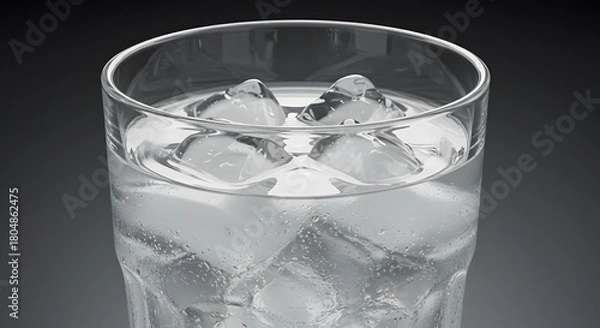 Obraz Refreshing glass of water with ice cubes for hydration and cooling beverage photography concept image