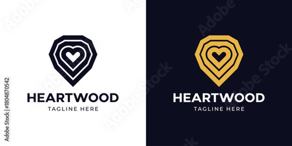Obraz Heart Wood Logo. Wood Texture + Love