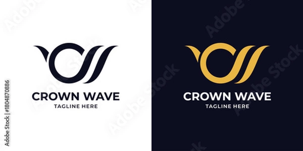 Fototapeta Crown Wave Logo Initial CW