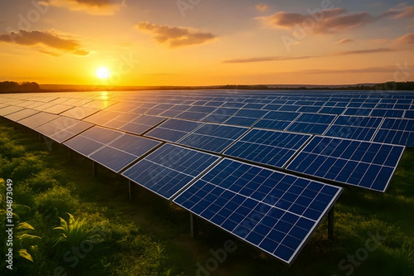 Fototapeta solar panels on the field