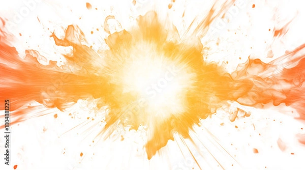 Obraz Brilliant yellow explosion with intense glowing light and radiant bursts. Ideal for creative projects and visual enhancements. Premium quality PNG file with transparent background for seamless blendin