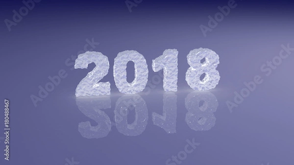 Fototapeta new year 2018 made from ice on the glossy surface
