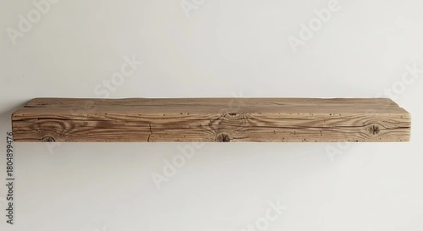 Obraz Rustic wooden shelf mounted on a plain wall.