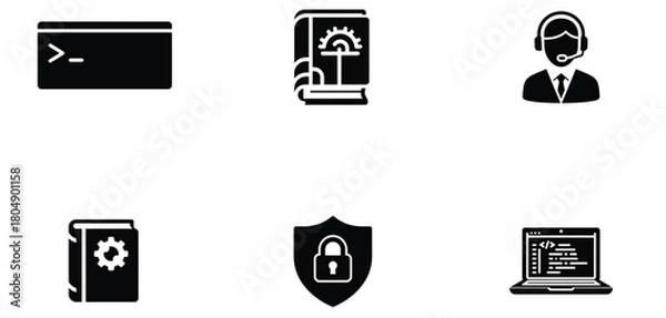 Fototapeta Software development and support icons isolated on transparent background