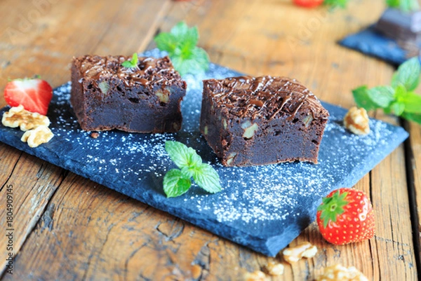 Obraz Brownies mit Walnüssen 
