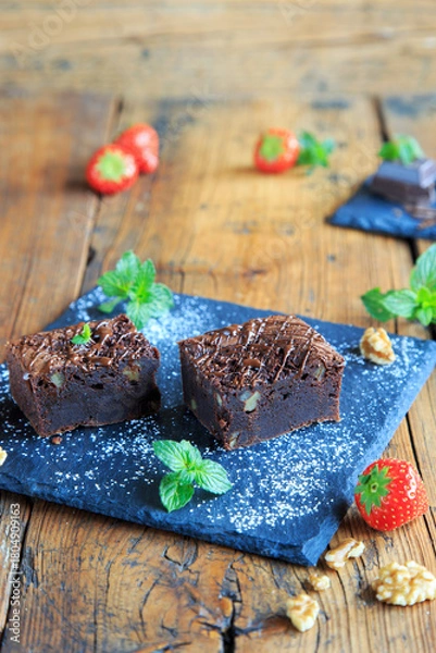 Obraz Saftige Brownies mit Nüssen 
