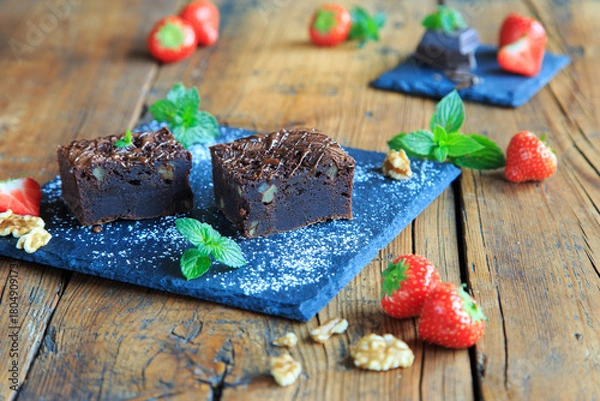 Obraz Schoko-Brownies mit Nüssen