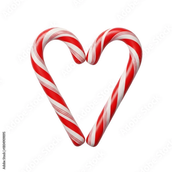 Fototapeta Candy cane heart shape, isolated on transparent background ultrarealistic
