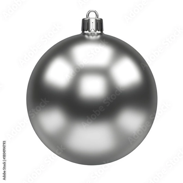 Fototapeta Shiny silver bauble, isolated on transparent background ultrarealistic