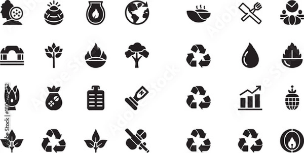 Obraz Collection of eco friendly and sustainable lifestyle icons vector set