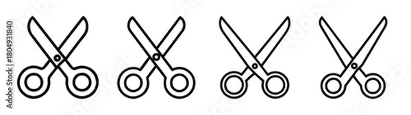 Fototapeta Scissors vector illustration, cutting tool, craft scissors, sewing scissors, tailor scissors vector