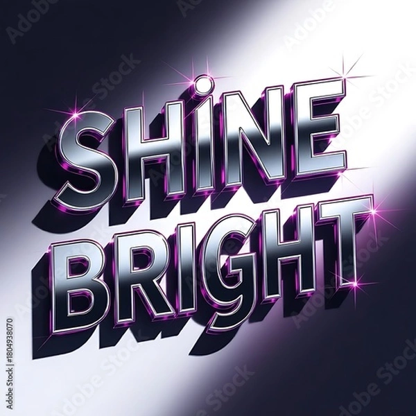 Obraz “Shine Bright” neon text with soft puzzle-shaped shadow.