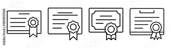 Fototapeta Vector certificate diploma award achievement degree graduation document line art design template