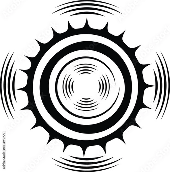 Obraz Abstract black geometric circular burst pattern with radiating lines vector silhouette
