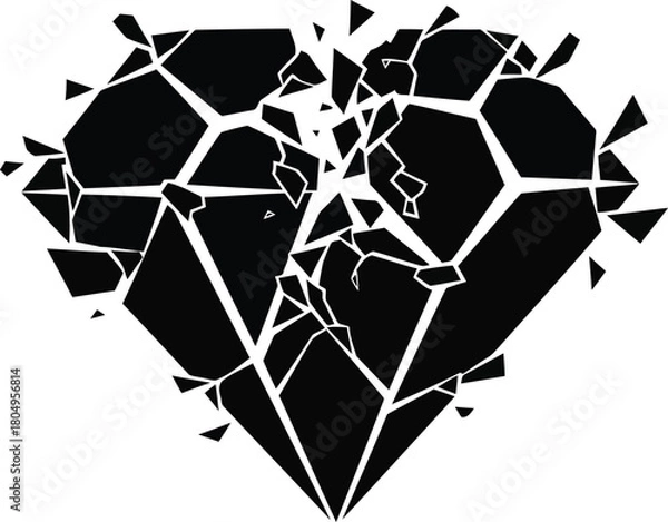 Obraz Shattered black diamond exploding into geometric pieces concept