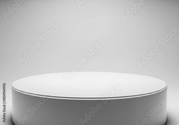 Fototapeta A clean, minimalist white podium or stage, isolated on white background, perfect for product display or presentations