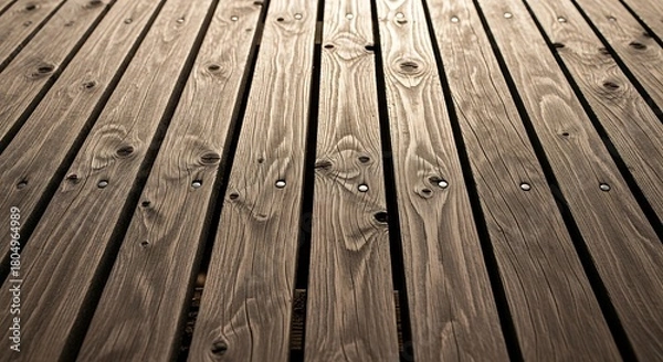 Obraz Weathered wooden deck boards with visible grain and knots