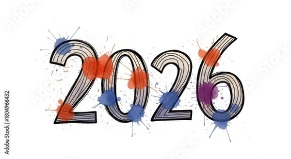 Fototapeta The Year Twenty Twenty Six With Splashes of Paint