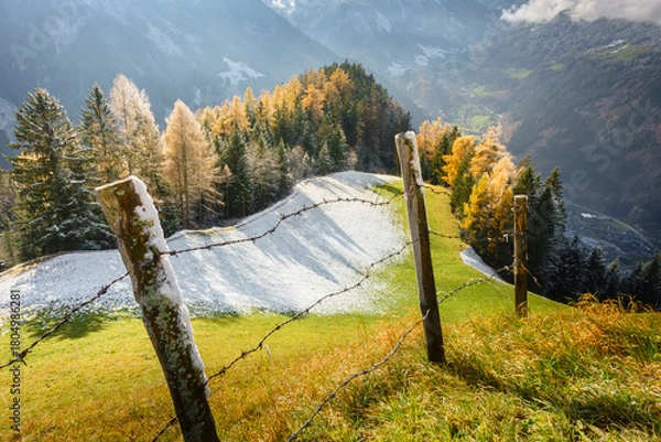 Obraz Herbst trifft Winter hinter dem Stacheldraht