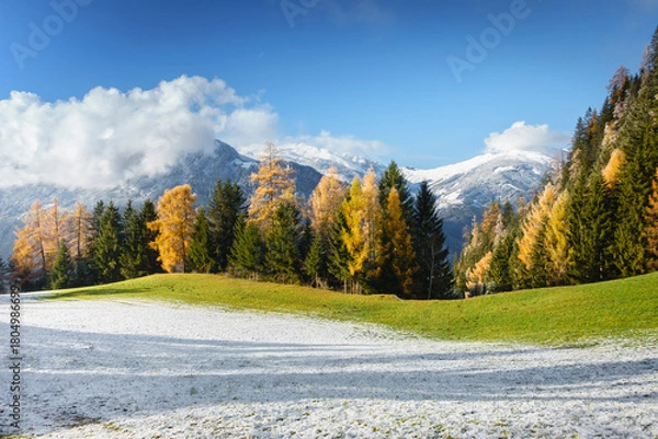 Obraz Herbst und Winter auf einem Panorama