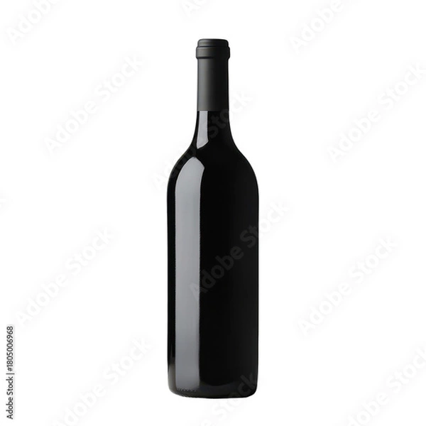 Obraz A black wine bottle stands upright against a simple gray background with a minimalist display, isolated on transparent background