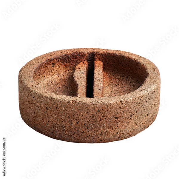 Fototapeta Rustic terracotta incense holder with a unique design, perfect for creating a calming atmosphere isolated on transparent background