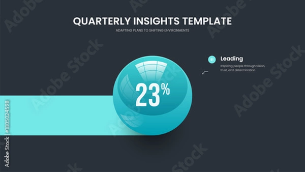 Fototapeta Investor Innovation Slide Layout Vector Illustration. Service Growth One Element Chart Frame Design. Company Review 1 Step Graph Slideshow Template.