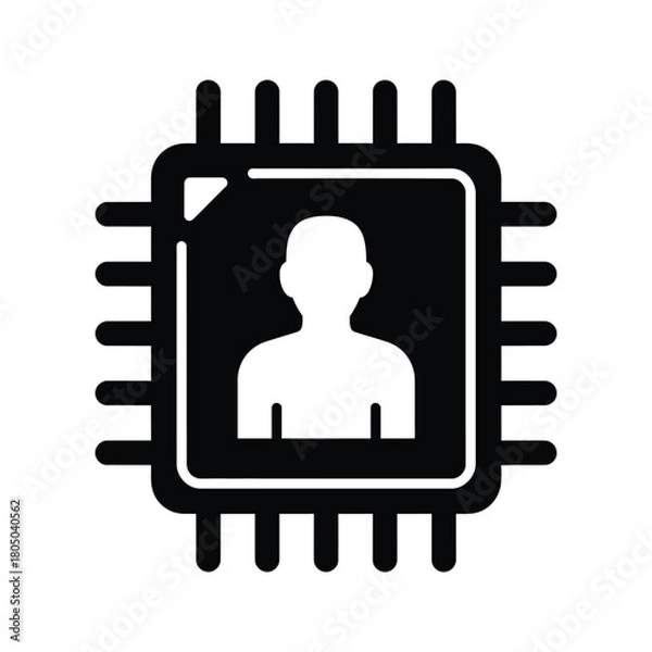 Obraz Human silhouette inside computer chip EPS icon