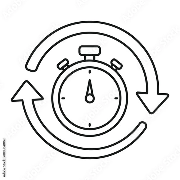 Fototapeta Circular arrows around a stopwatch EPS icon