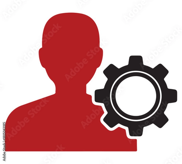 Fototapeta Human silhouette profile with gear vector EPS icon